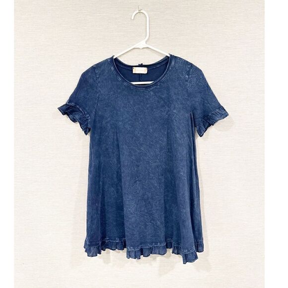 Altard state denim boho ruffle long line tunic top - Picture 1 of 3